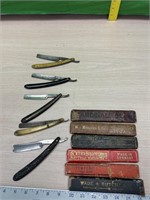 Vintage Straight Razors and boxes.  Boxes do Not