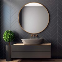 FB536  "32in Gold Round Bathroom Mirror"