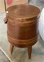 Vintage three legged round handle keg shaped