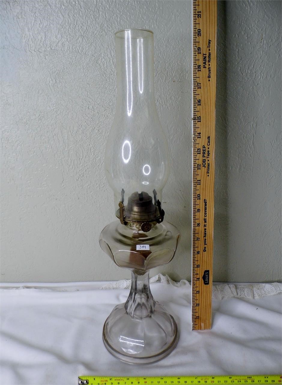 Vtg Glass Oil Lamp