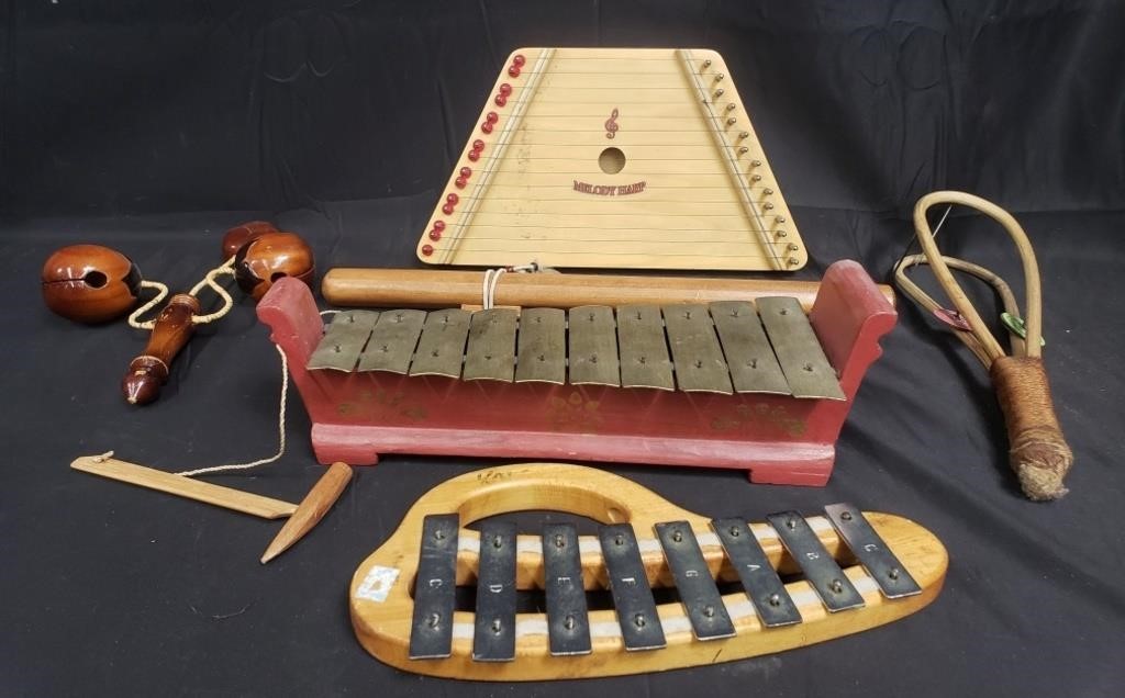 Group of instruments, melody harp, xylophone,