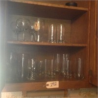 contents of cabinet assorted stemware