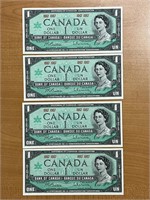 4- 1967 Cdn $1 Bills -1967 Serial Numbers