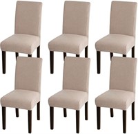 E1054  Viixm 6Pk Dining Chair Covers, Khaki