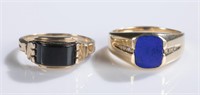 2 Ladies yellow gold and gemstone rings.