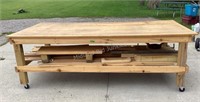 LARGE Rolling Wood Work Table & Misc. Wood