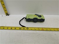 portable radio, lime green, wind up for power
