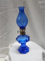 Vintage Mini Oil Lamp Blue on Blue