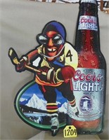 Coors Light Metal Sign W/ Hockey Player