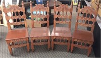 Set of 4 Solid Wood Vintage Chairs