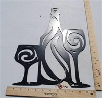 Wine Bottle/Glasses - Powder Coated Metal Cutout