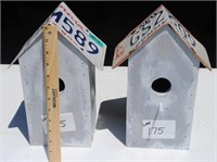 2 Birdhouses - NY & CA License Plate Roof