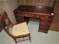 MID CENTURY KNEE HOLE DESK W/ CHAIR