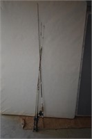 3- Fishing Poles with Fly Rod Bottom End