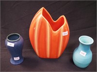 Three pieces of art pottery: 5 1/2" Van Briggle