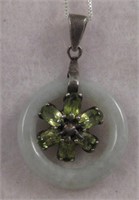 Unique S/S Jade Green Topaz Heart Necklace