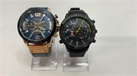 (2) Mens watches: Curren chronograph with leather