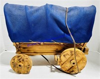 Wood and Cloth Wagon Lamp (Needs Cleaning and