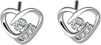 Pretty .19ct White Topaz Open Heart Stud Earrings