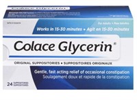 COLACE GLYCERIN SUPPOSITORIES FOR ADULTS 24PCS