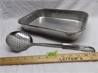 Aluminum Roaster Pan, Strainer SS Spoon