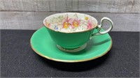 Aynsley Green Bone China Orchid Tea Cup & Saucer M