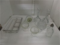 GLASSWARE candle holders tray and more