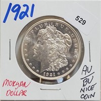 1921 90% Silver AU/BU Morgan $1 Dollar