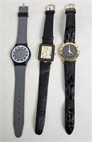 3 Mens Wristwatches, Quartz, Quemex, Etc