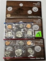 (3) 1985 Uncirculated Mint Sets