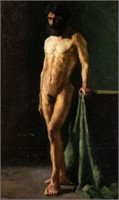 Impressionist Painting, Male Nude Study, Signed.
