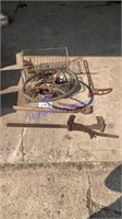 Antique fence stretcher, hoof trimmer, old tools