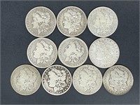 10 - early Morgan silver dollars