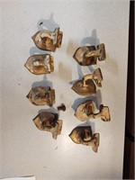 Antique brass rail brackets, set of 8