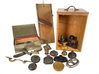 Early Cast Iron Paper Weight & Trench Lighters