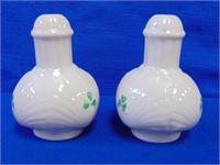 Belleek Harp Sea Shell & Shamrock Salt & Peppers,