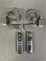 2 Amazon Fire Sticks, Remotes & Plugs (8)