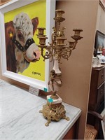 Ornate Brass and Marble Candelabra (62cm)