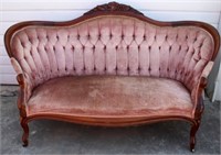 Victorian carved walnut sofa