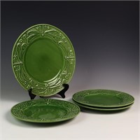 Four green dragonfly plates and platter