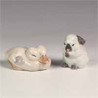 Two made in Denmark porcelain bunny and ducklings