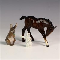 Vintage Beswick horse, mini Rosenthal bunny, Goebe