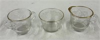 Clear Stemmed Etched Glass Dishes