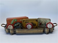 Metal Tray with Three Vintage Scotch Tape Tins,