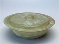 Vintage Carved Onyx Lidded Bowl (Small Chips)