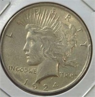 Silver 1924 peace dollar
