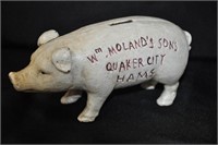 Contemp. 7 1/2" C.I. advert. pig bank