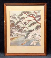 Framed Japanese Print Kyoto Arashiyama By Hamada
