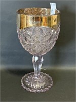 EAPG Ant. Purple Glass Goblet Gold Flashed Rim