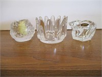 3 Art Glass Candleholders